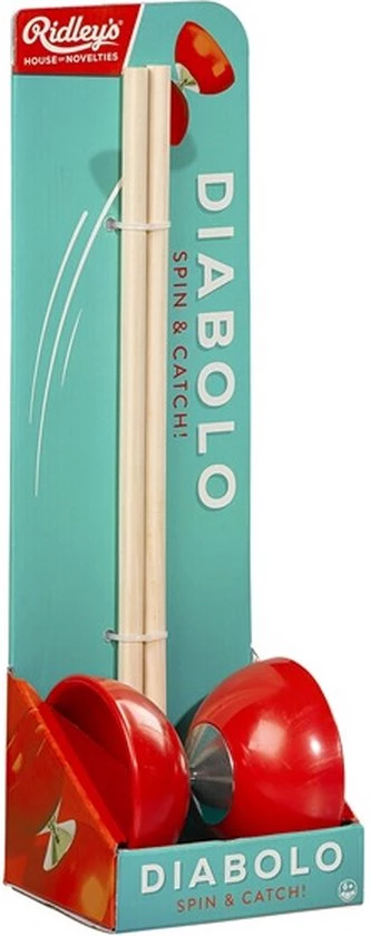 Merkloos Ridley's - Diabolo - Rubber - Houten Stokken - Rood - Speelgoed 4 Merkloos Ridley's - Diabolo - Rubber - Houten Stokken - Rood - Speelgoed - Afbeelding 2