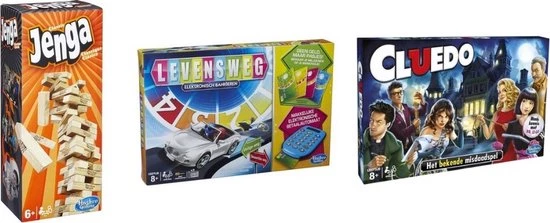 Hasbro Spellenbundel - 3 Stuks - Jenga & Levensweg Elektronisch Bankieren & Cluedo 3 Hasbro Spellenbundel - 3 Stuks - Jenga & Levensweg Elektronisch Bankieren & Cluedo