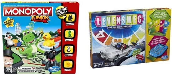 Hasbro Spellenbundel - 2 Stuks - Monopoly Junior & Levensweg Electronisch Bankieren 3 Hasbro Spellenbundel - 2 Stuks - Monopoly Junior & Levensweg Electronisch Bankieren
