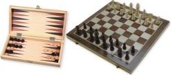 Hotsports Hot Sports Schaak-backgammon Klapcassette Hout Bruin 29x29