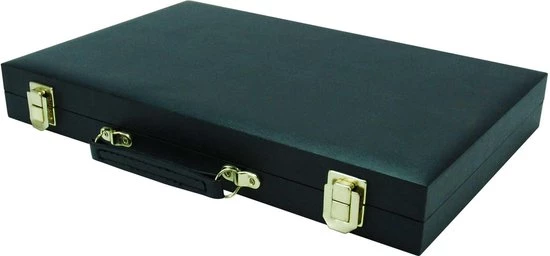 Backgammon Koffer 46 Cm. Zwart Effen HOT Games 5 Backgammon Koffer 46 Cm. Zwart Effen HOT Games - Afbeelding 3