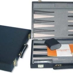 Backgammon Koffer 46 Cm. Zwart Effen HOT Games