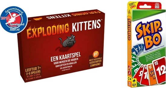 Merkloos Spellenbundel - Kaartspel - 2 Stuks - Exploding Kittens & Skip-Bo 3 Merkloos Spellenbundel - Kaartspel - 2 Stuks - Exploding Kittens & Skip-Bo