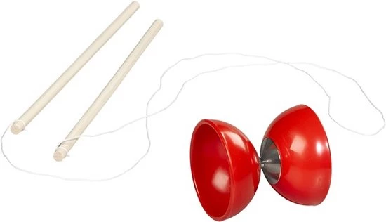 Merkloos Ridley's - Diabolo - Rubber - Houten Stokken - Rood - Speelgoed 5 Merkloos Ridley's - Diabolo - Rubber - Houten Stokken - Rood - Speelgoed - Afbeelding 3