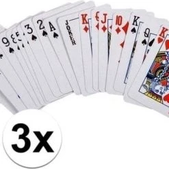 Merkloos 3x Stuks Mini Kaartspellen 6 Cm - Speelkaarten Mini