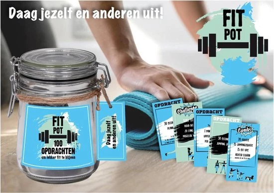 SENZA Fitpot - 100 Verschillende Oefeningen - Jong En Oud - Blauw 4 SENZA Fitpot - 100 Verschillende Oefeningen - Jong En Oud - Blauw - Afbeelding 2