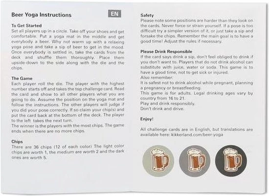 Kikkerland Drankspel Bier Yoga Karton Blauw 4 Kikkerland Drankspel Bier Yoga Karton Blauw - Afbeelding 2