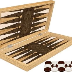 Yenig??n Tavla Klassiek Backgammon Rose Bordspel - Met Schaakbord - Turks Tavla - Maat S 25cm