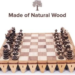 HappyWoods - Handgemaakt Plooibaar Schaakspel - Houten Schaakbord Met Schaak Stukken - Schaakset - Schaakspellen Schaakspel Hout Volwassenen Schaakborden Kinderen - 36 X 36cm -Spellen-Voor-Volwassenen Winkel 550x467 5