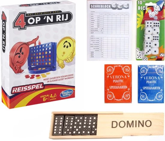 Hasbro Gaming Vakantie Reis Spelletjes Pakket. 4 Op 1 Rij / Vier Op Een Rij Reis Editie Domino - Yatzee Score Kaarten 10 Dobbelstenen 20 Pakken Speelkaarten. 3 Hasbro Gaming Vakantie Reis Spelletjes Pakket. 4 Op 1 Rij / Vier Op Een Rij Reis Editie Domino - Yatzee Score Kaarten 10 Dobbelstenen 20 Pakken Speelkaarten.