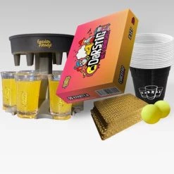 Gouden-Avondje? Combi-deal - Dorstig Pakket - Gouden-Avondje - Dorstig - Gouden Kaartspel - Shotdispenser - Bierpongbekers - Nederlands - 18+