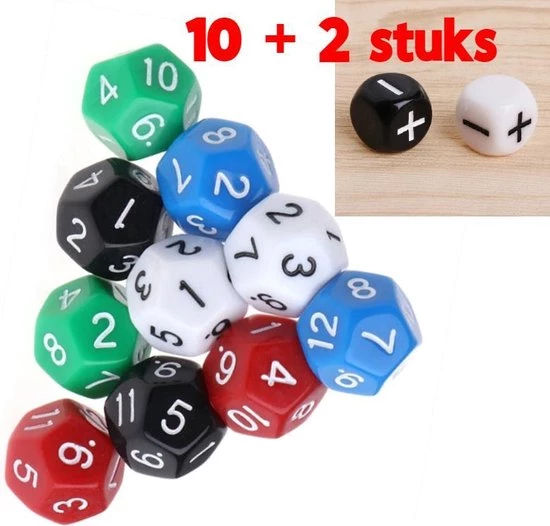 Merkloos Allernieuwste Drankspel - Rekenspel - 10x 12 Zijdige Dobbelstenen + 2x Plus/Min Dobbel Stenen - 12 Stenen 3 Merkloos Allernieuwste Drankspel - Rekenspel - 10x 12 Zijdige Dobbelstenen + 2x Plus/Min Dobbel Stenen - 12 Stenen