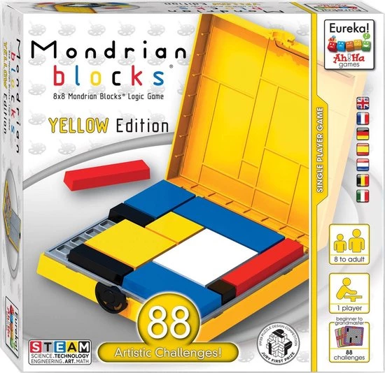 Eureka - Eureka! Ah!Ha Denkpuzzel Mondrian Blocks Geel 4 Eureka - Eureka! Ah!Ha Denkpuzzel Mondrian Blocks Geel - Afbeelding 2