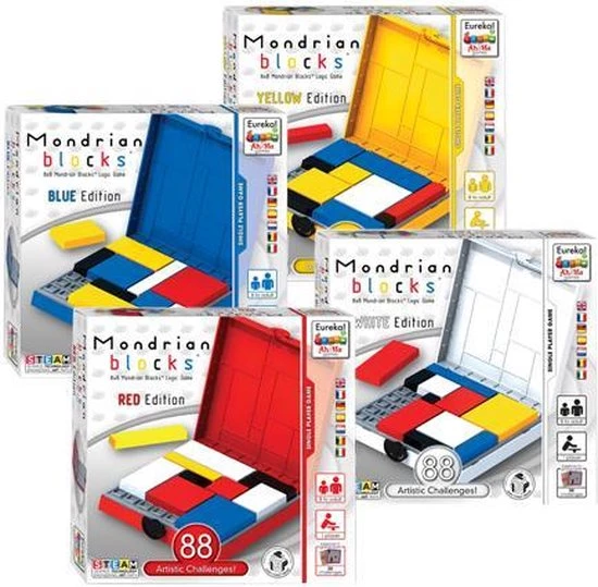 Eureka Ah!ha Games Logica-spel Mondriaan Blokken Blauw 56 Delig 4 Eureka Ah!ha Games Logica-spel Mondriaan Blokken Blauw 56 Delig - Afbeelding 2