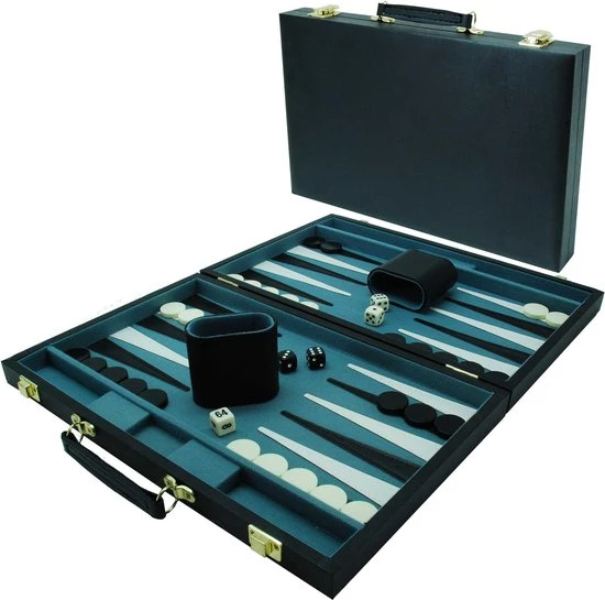 Backgammon Koffer 46 Cm. Zwart Effen HOT Games 6 Backgammon Koffer 46 Cm. Zwart Effen HOT Games - Afbeelding 4