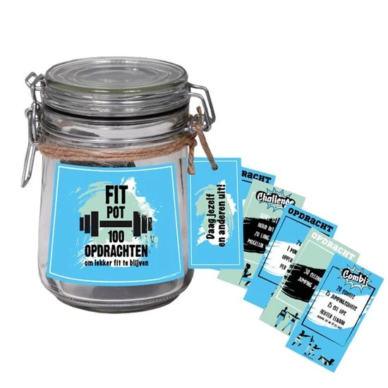 SENZA Fitpot - 100 Verschillende Oefeningen - Jong En Oud - Blauw 5 SENZA Fitpot - 100 Verschillende Oefeningen - Jong En Oud - Blauw - Afbeelding 3