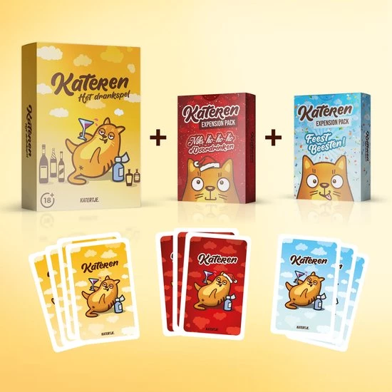 KATERTJE KATEREN - Drankspel Feestpakket - Orginial + Kerst Editie + Feestbeesten Editie - Partygame - Partyspel - Kaartspel 5 KATERTJE KATEREN - Drankspel Feestpakket - Orginial + Kerst Editie + Feestbeesten Editie - Partygame - Partyspel - Kaartspel - Afbeelding 3