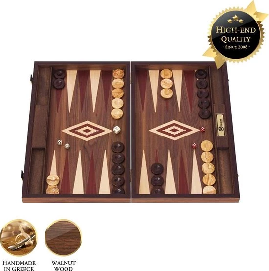 New Walnoothout Backgammon - Rode Inleg, 48 X 60 X 4 X 8 Cm 3 New Walnoothout Backgammon - Rode Inleg, 48 X 60 X 4 X 8 Cm