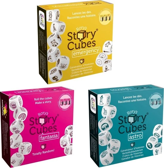 Merkloos Spellenbundel - Dobbelspel - 3 Stuks - Rory's Story Cubes Fantasia, Astro & Emergency 3 Merkloos Spellenbundel - Dobbelspel - 3 Stuks - Rory's Story Cubes Fantasia, Astro & Emergency