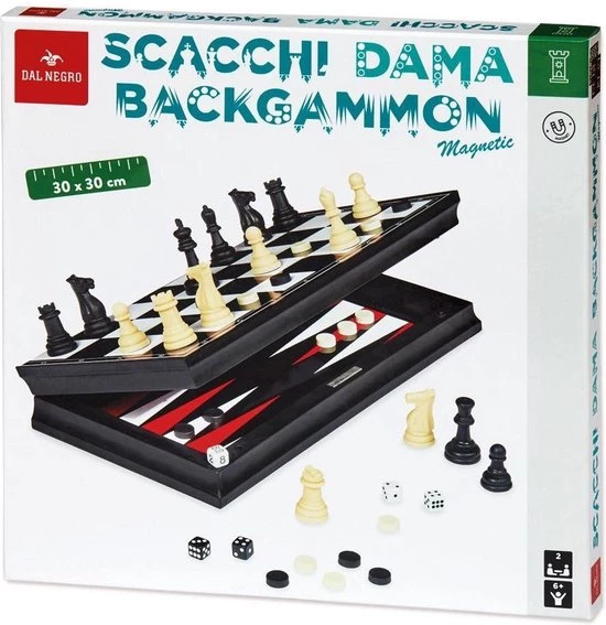 Dal Negro Bordspelletjes 3-in-1 30 Cm Hout Zwart/wit 4 Dal Negro Bordspelletjes 3-in-1 30 Cm Hout Zwart/wit - Afbeelding 2