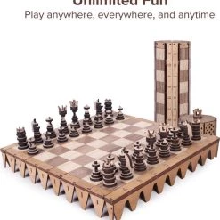 HappyWoods - Handgemaakt Plooibaar Schaakspel - Houten Schaakbord Met Schaak Stukken - Schaakset - Schaakspellen Schaakspel Hout Volwassenen Schaakborden Kinderen - 36 X 36cm -Spellen-Voor-Volwassenen Winkel 550x576 3