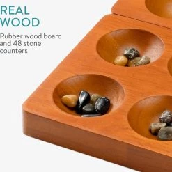 Navaris Mankala Houten Bordspel - Spel Voor Kinderen Vanaf 6 Jaar - Kalaha Strategiespel Voor Twee Spelers - 44 X 25 X 2 Cm