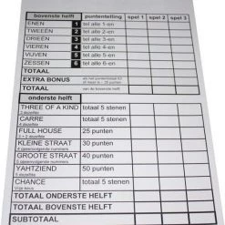 Grootletter Yahtzee Scoreblok XXL Voor Slechtzienden