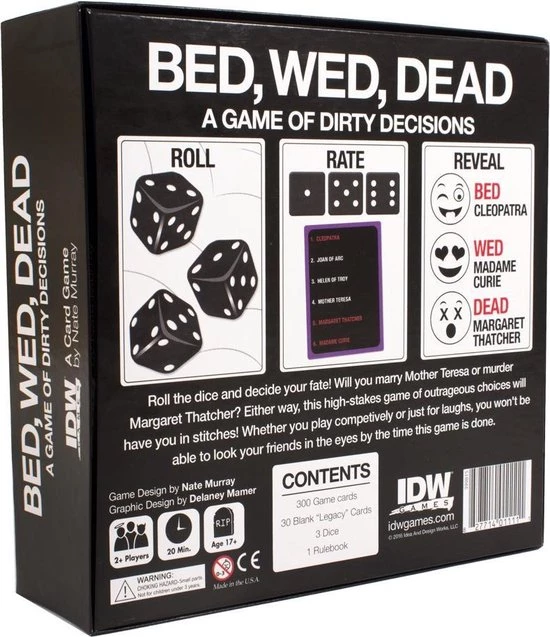 Kickstarter Bed, Wed, Dead A Game Of Dirty Decisions Card Game 4 Kickstarter Bed, Wed, Dead A Game Of Dirty Decisions Card Game - Afbeelding 2