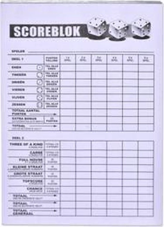 Identity Games Yahtzee Scoreblok - 10 Stuks 3 Identity Games Yahtzee Scoreblok - 10 Stuks