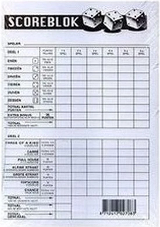 Haza 2x Scoreblok Yahtzee 3 Haza 2x Scoreblok Yahtzee